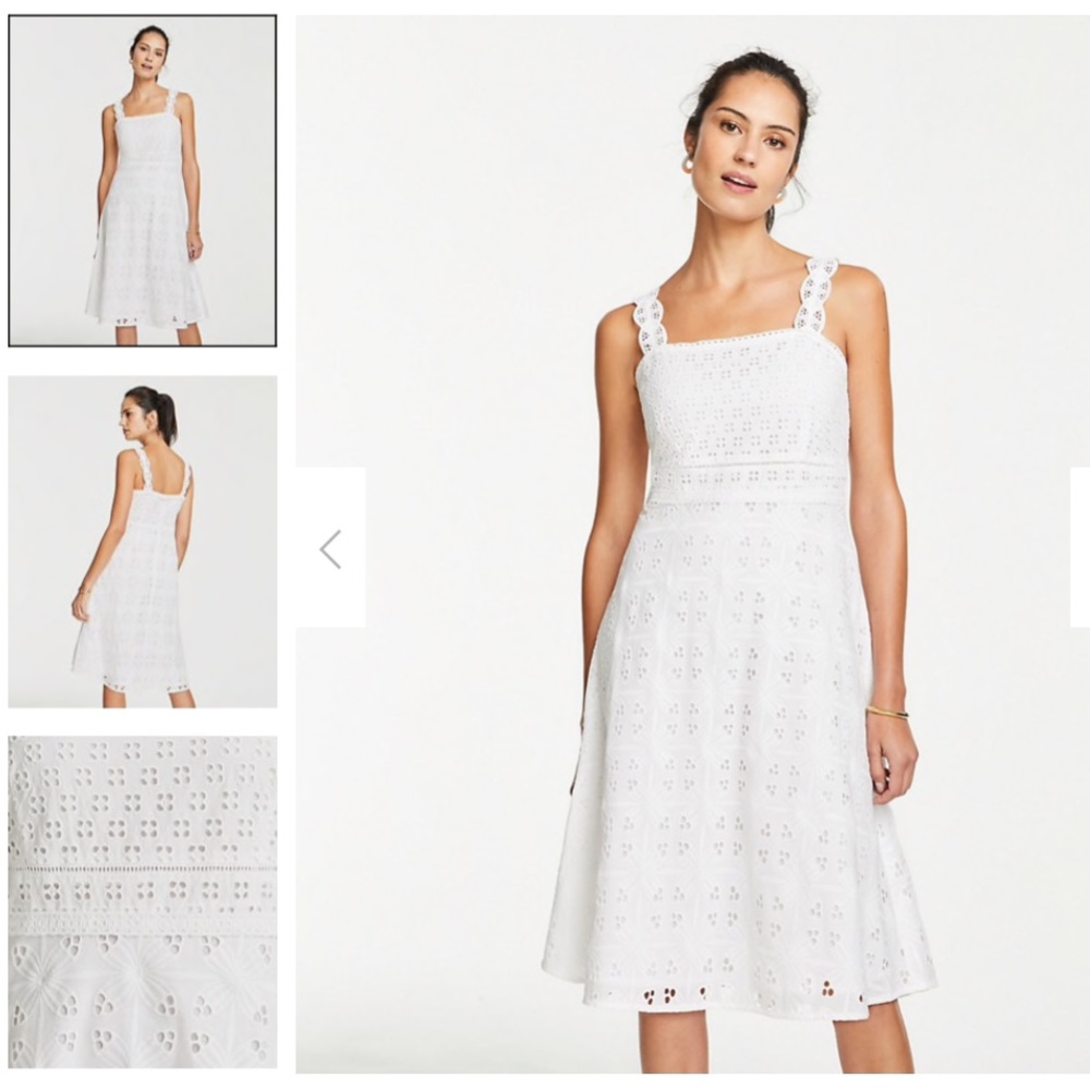 NWT Ann Taylor Lace Strap Eyelet Flare Dress